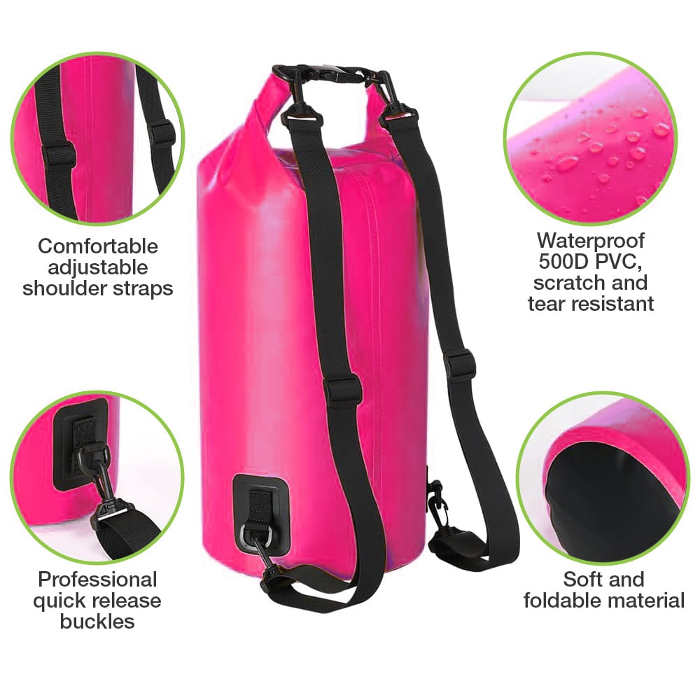 Waterproof bag 20 L Dry Bag with Fuchsia Adjustable Shoulder Bag - Techly ICA-NB 5 WP 1020 P