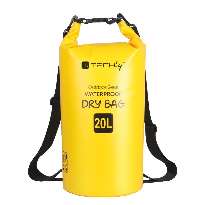 Waterproof bag 20 L Dry Bag with Yellow Adjustable Shoulder Bag - Techly ICA-NB 5 WP 1020 Y