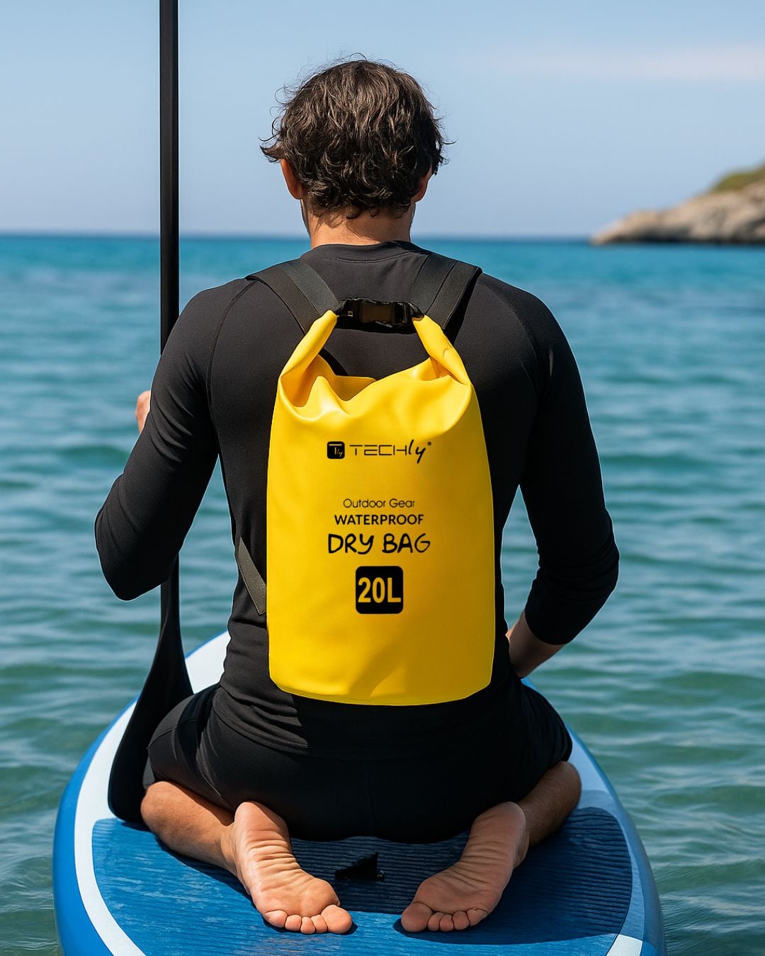 Waterproof bag 20 L Dry Bag with Yellow Adjustable Shoulder Bag - Techly ICA-NB 5 WP 1020 Y