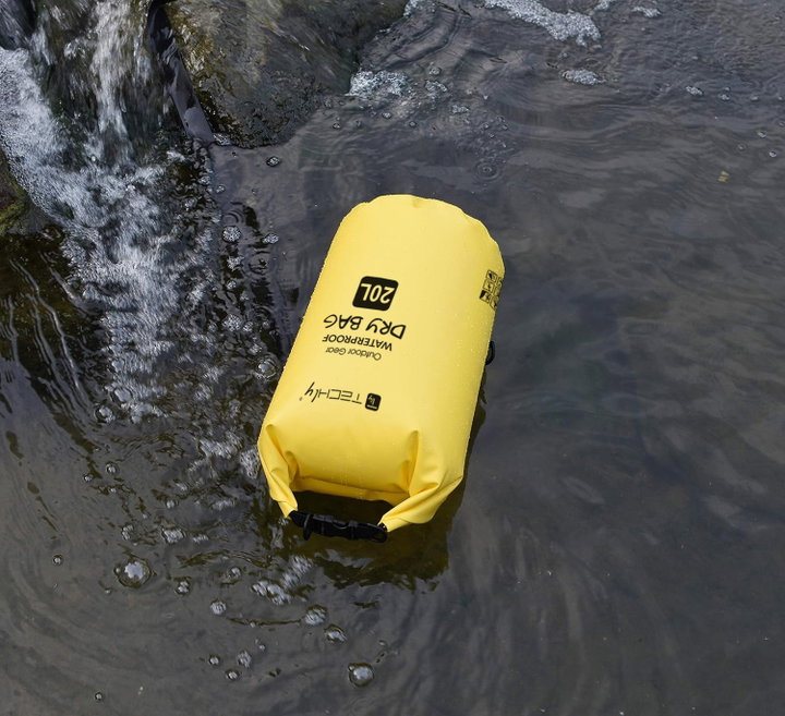 Sacca Impermeabile 20L Dry Bag Tracolla Regolabile Giallo - Techly ICA-NB5 WP1020Y