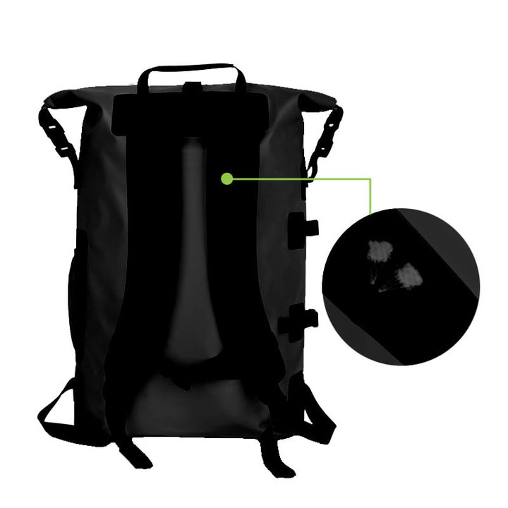 Zaino Impermeabile 25L Roll-Top Striscia Riflettente Nero - Techly ICA-NB5 WP2825B