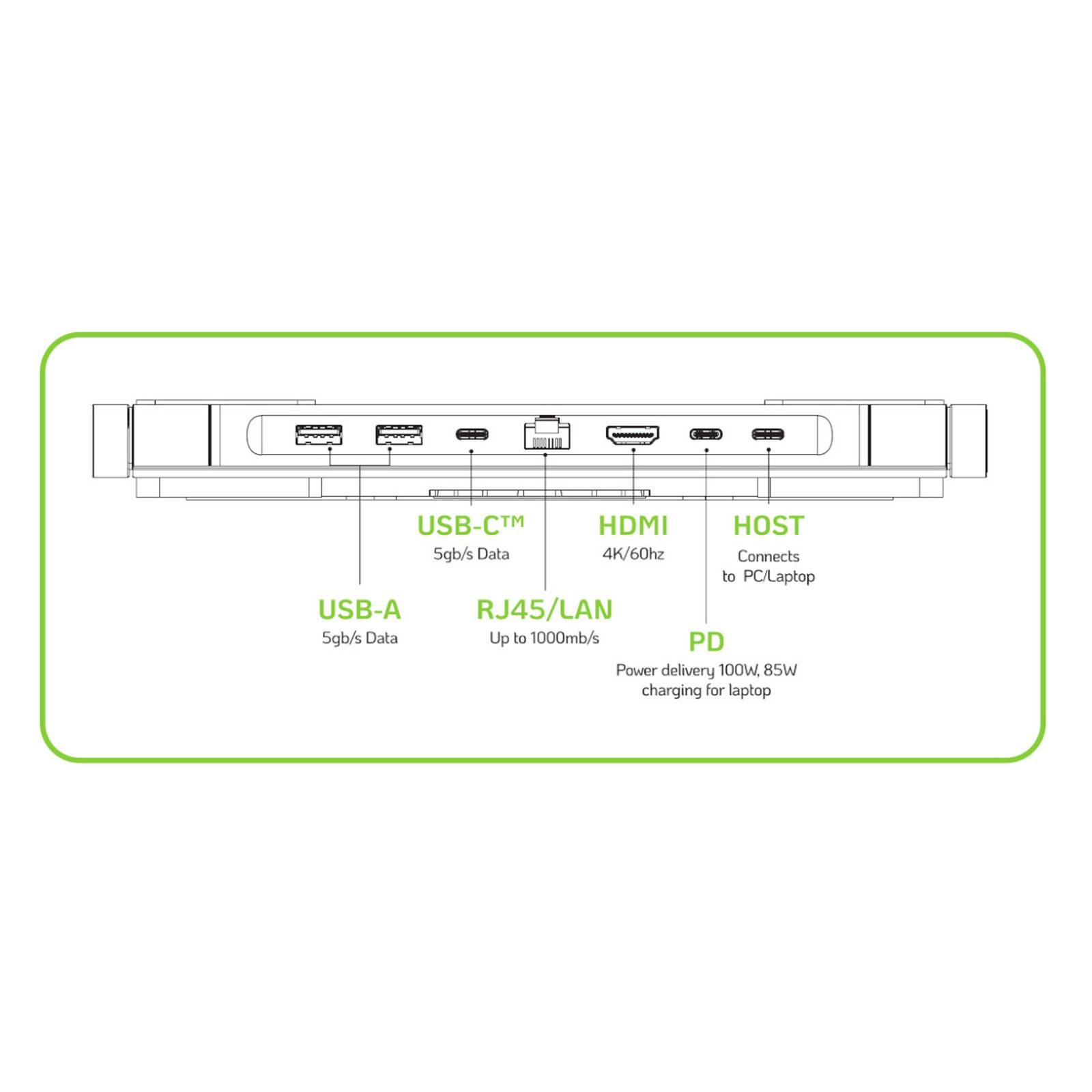 Docking Station USB-C™ 6 in 1 con Supporto Pieghevole in Alluminio per Laptop - Techly ICA-NTB DOCK61