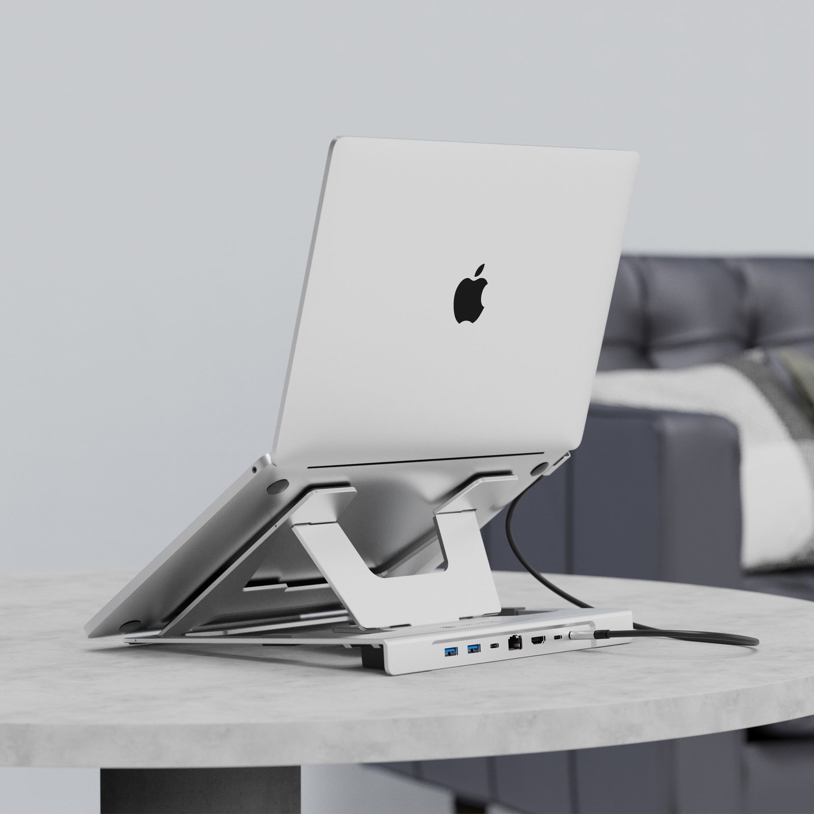 Docking Station USB-C™ 6 in 1 con Supporto Pieghevole in Alluminio per Laptop - Techly ICA-NTB DOCK61