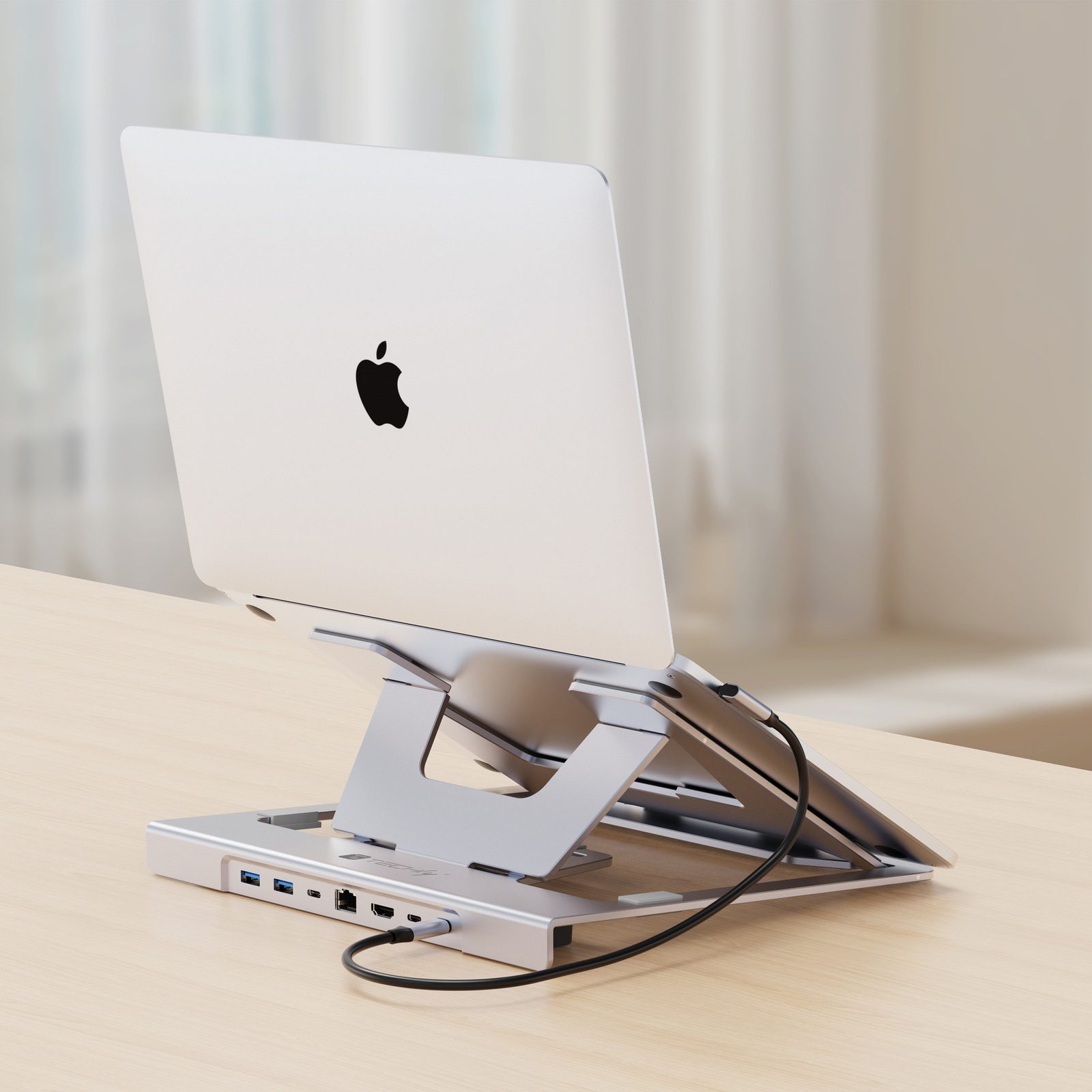 Docking Station USB-C™ 6 in 1 con Supporto Pieghevole in Alluminio per Laptop - Techly ICA-NTB DOCK61