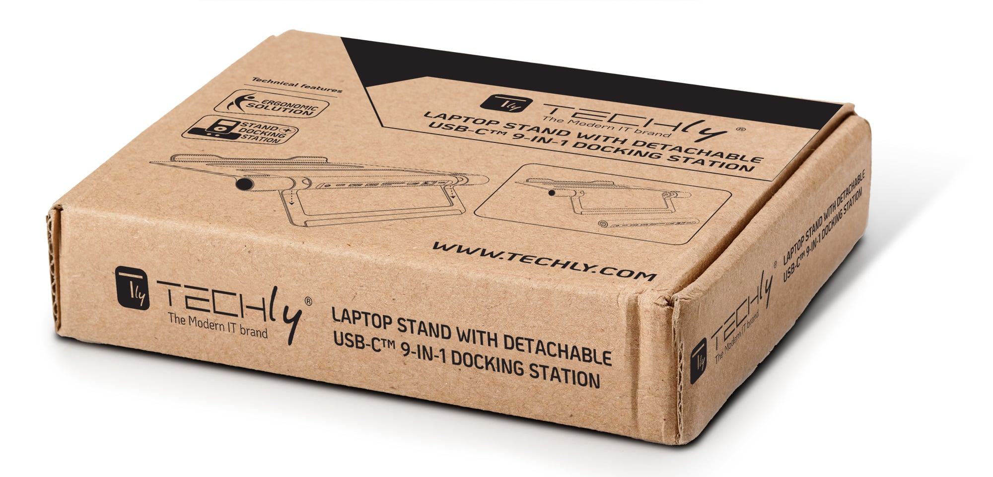 Docking Station USB-C™ 9 in 1 Hub USB3.1 Stand per Notebook Pieghevole - Techly ICA-NTB DOCK91