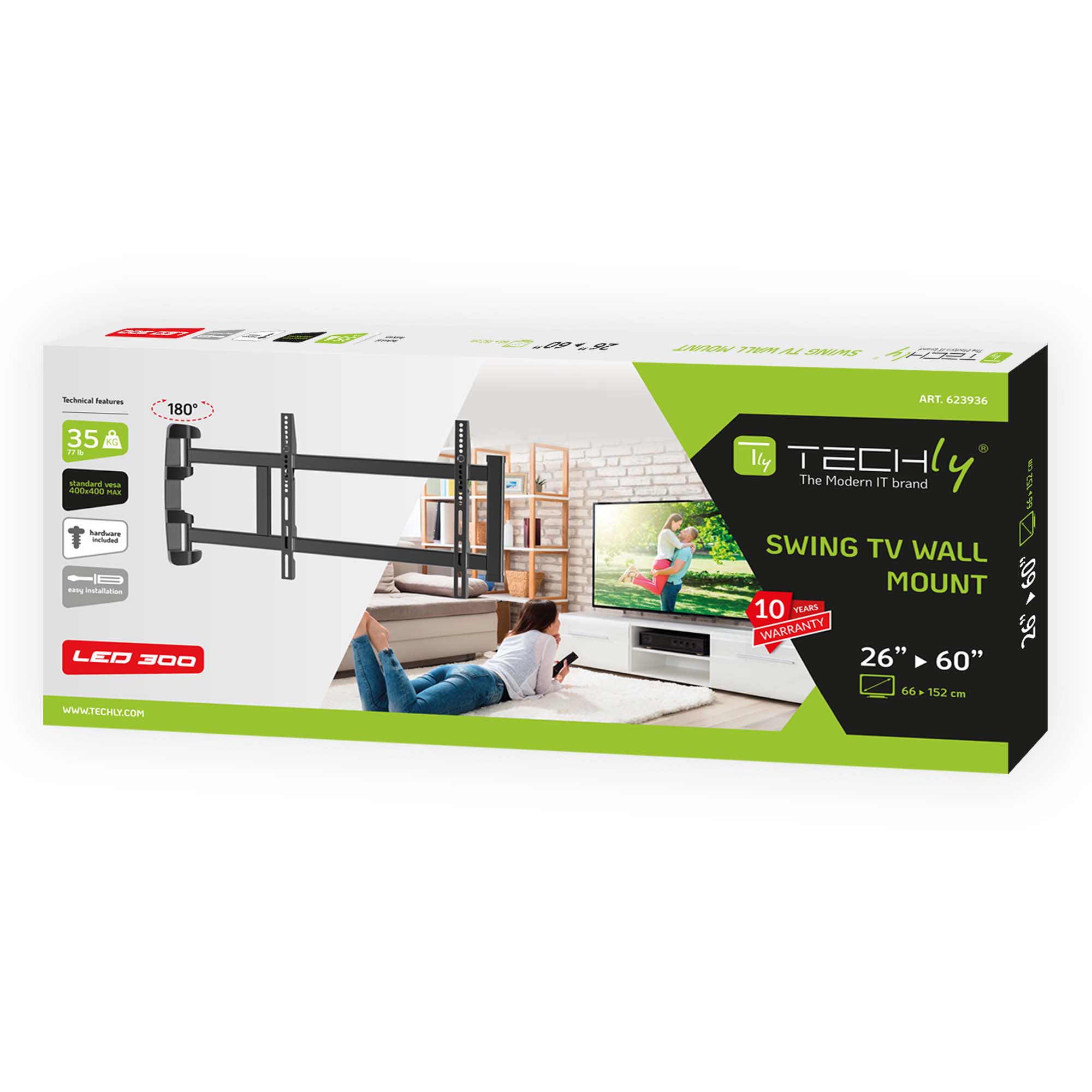 Supporto TV Universale da Parete Orientabile per TV 26-60'' - Techly ICA-PLB 042