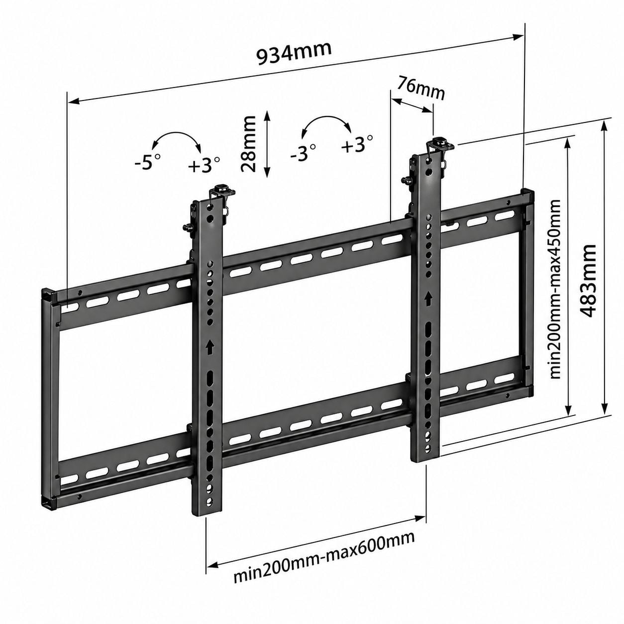 45 - 70 " LCD TV wall mount for videowall applications - Techly NP ICA-PLB 046 F