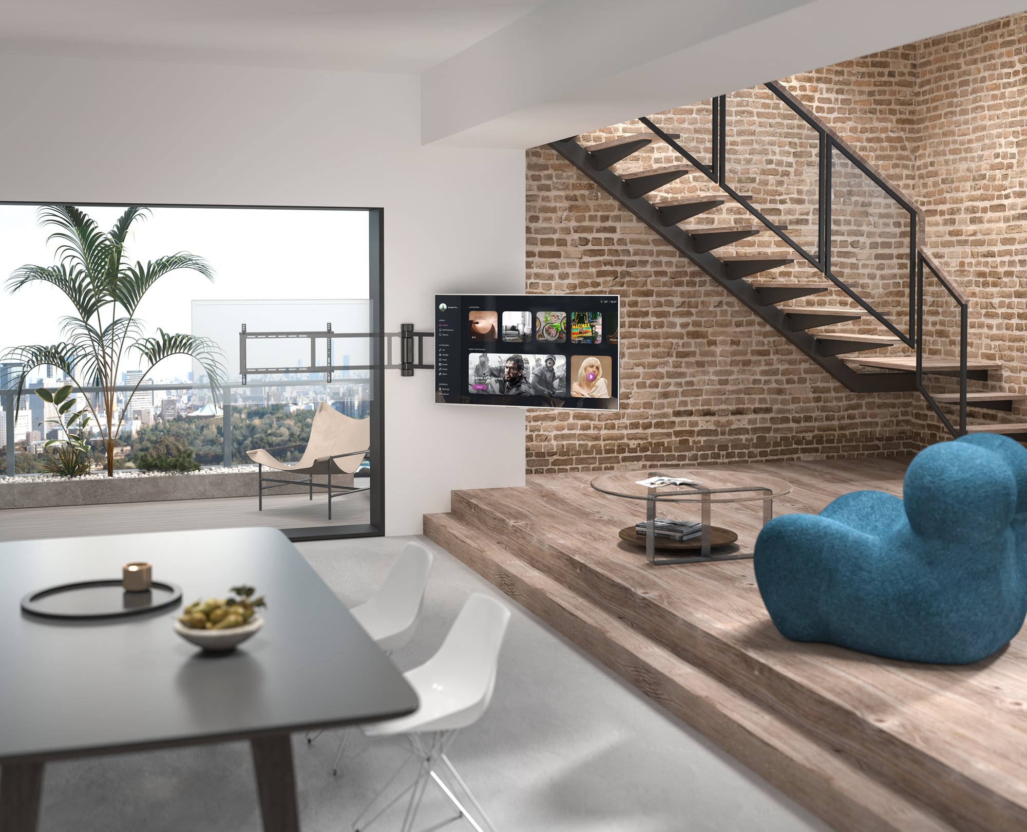 Supporto TV Basculante Motorizzato da Parete per TV da 32'' a 75'' - Techly ICA-PLB 060M