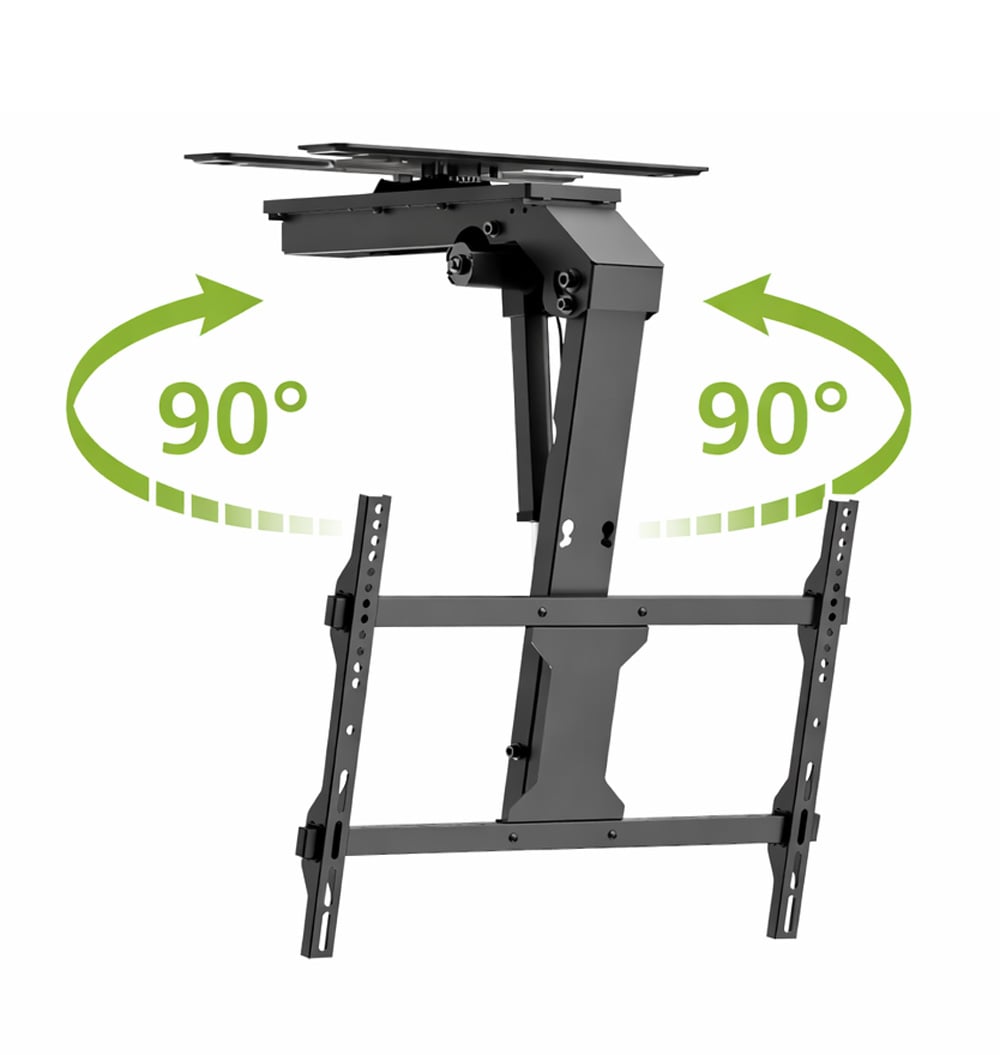Supporto TV Motorizzato da Soffitto Inclinabile Integrazione Smart Home per TV da 37 a 75'', Nero - Techly ICA-PLB 074M