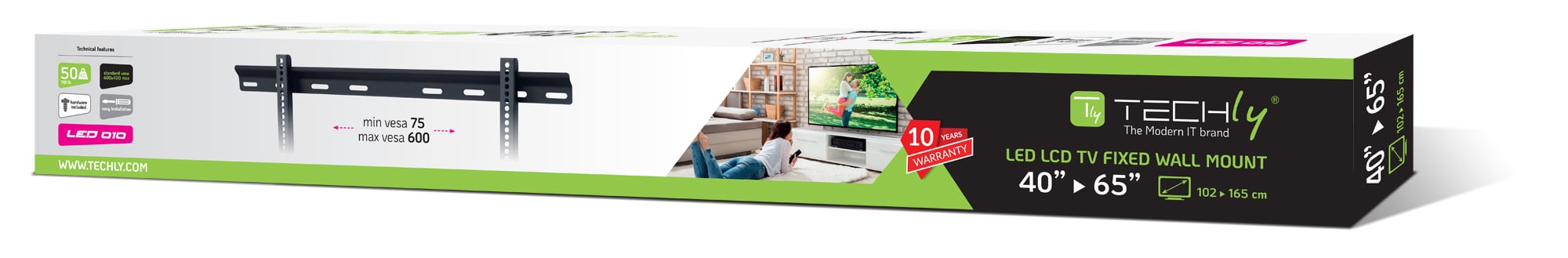 Staffa a Muro Ultra Slim TV LED LCD 40-65'' - Techly ICA-PLB 114L