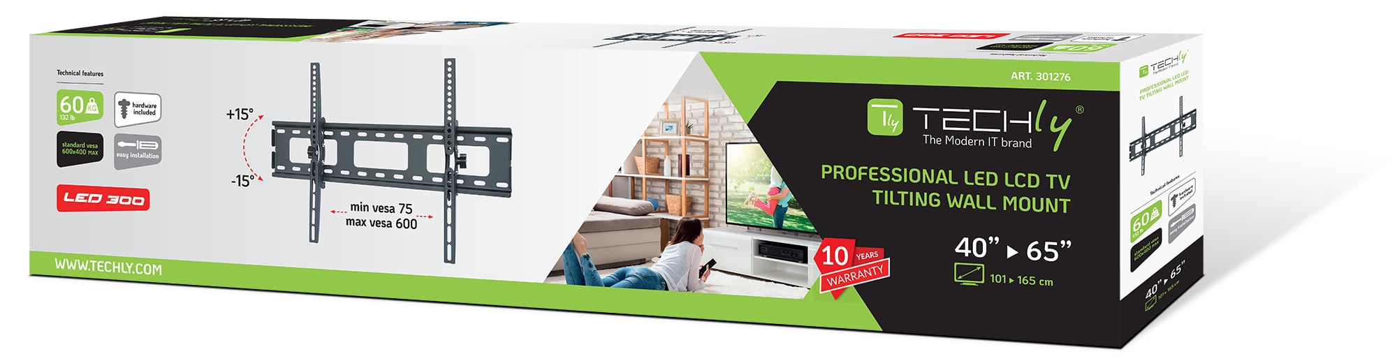 Supporto a Muro per TV LED LCD 40-65'' Inclinabile - Techly ICA-PLB 131L