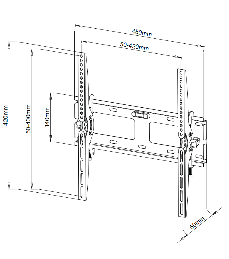 Supporto a Muro per TV LED LCD 23''-55'' Inclinabile Nero - Techly ICA-PLB 131M