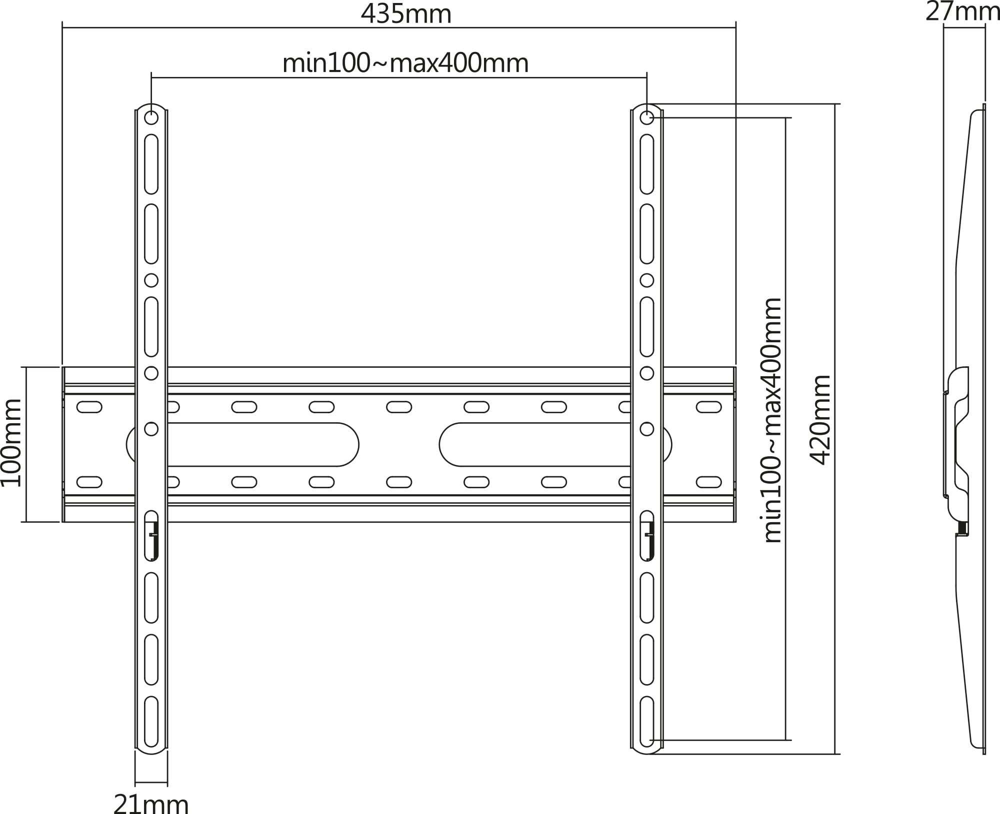 Staffa a Muro Fissa Low-Profile per TV 32-55'' - Manhattan ICA-PLB 131MMH
