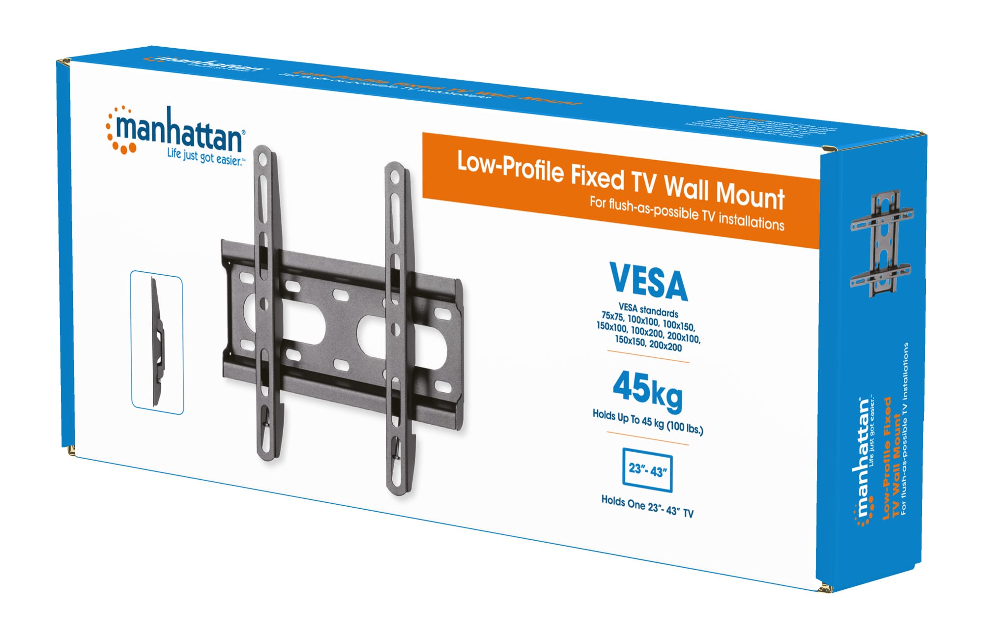 Staffa a Muro Fissa Low-Profile per TV 23-43'' - Manhattan ICA-PLB 131SMH
