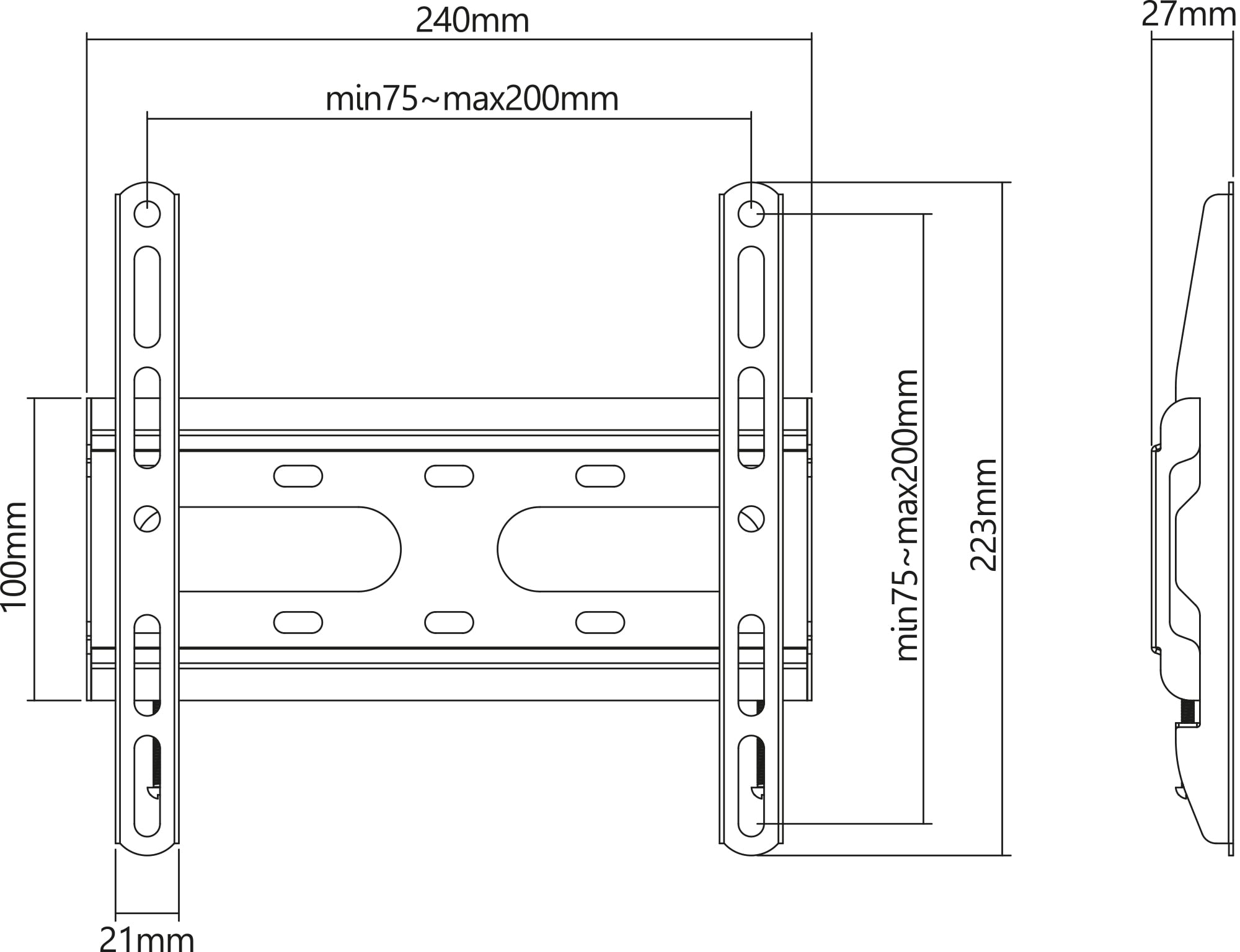 Staffa a Muro Fissa Low-Profile per TV 23-43'' - Manhattan ICA-PLB 131SMH