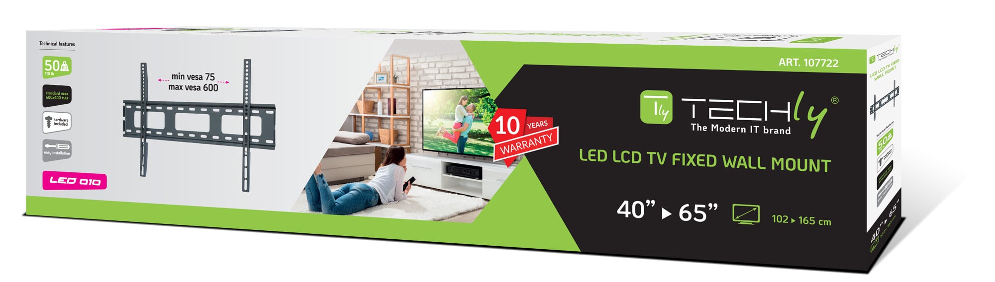 Supporto a Muro per TV LED LCD Ultra Slim 40-65'' Fisso - Techly ICA-PLB 132L2