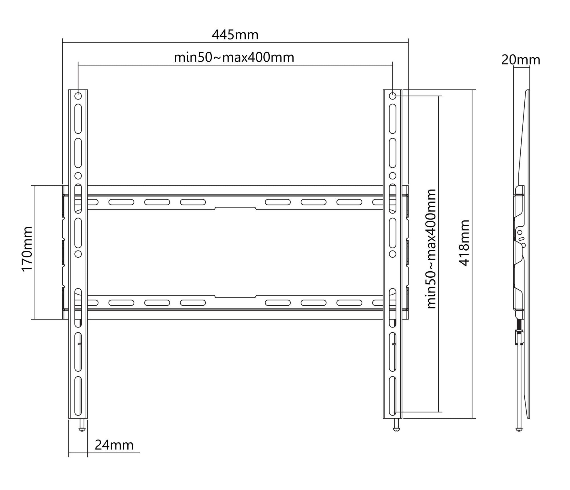 Supporto TV a Muro Fissa Ultra-Slim per TV 32-70'' - Manhattan ICA-PLB 133LM2