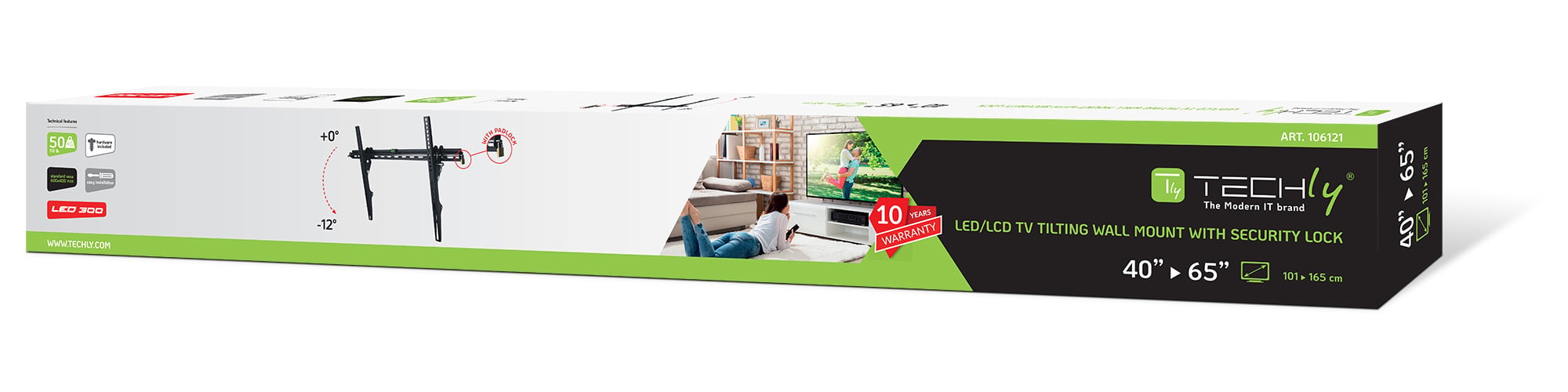 Staffa a Muro Inclinabile TV LED LCD 40-65'' - Techly ICA-PLB 133LTY