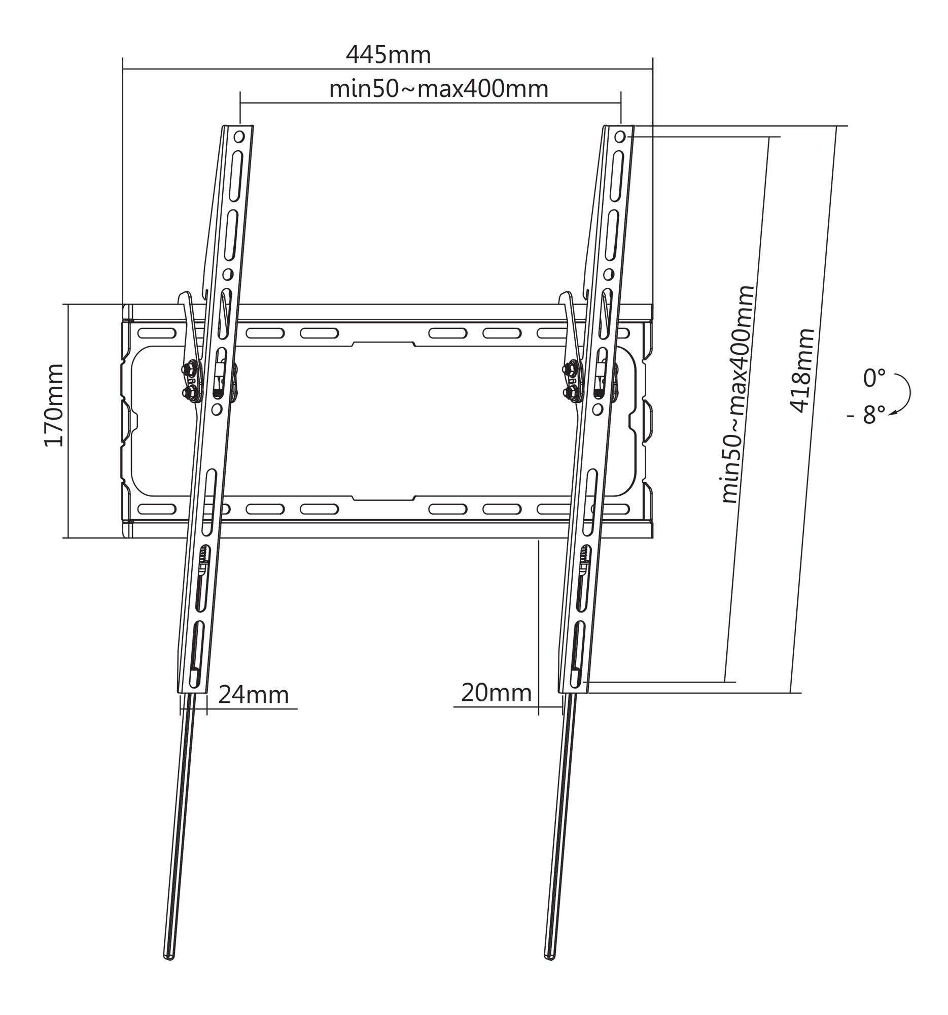 Supporto a Muro Inclinabile per TV LED 32-70'' a Basso Profilo - Manhattan ICA-PLB 134MM2