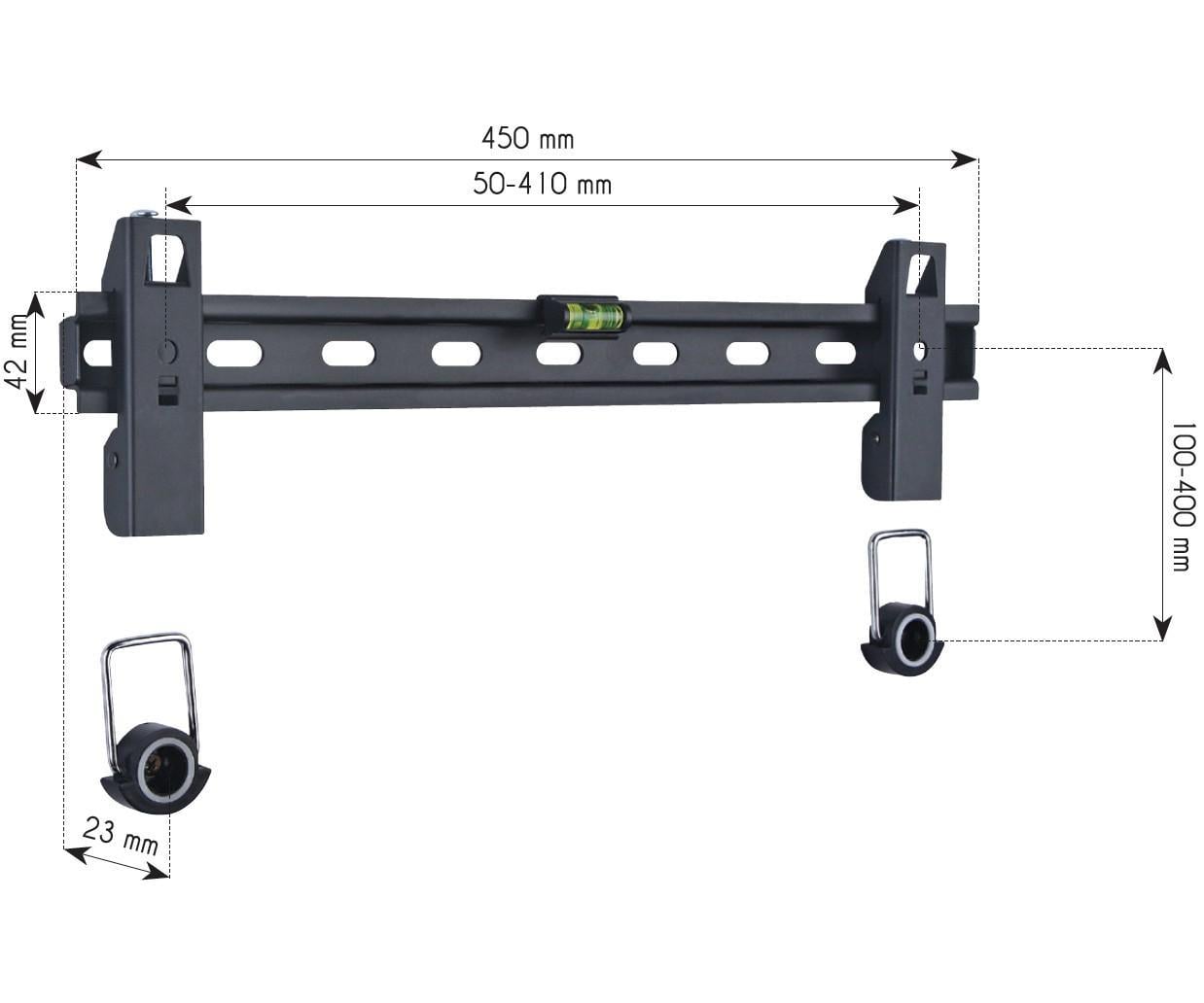 Staffa Muro Fissa Slim con Distanziali TV LED LCD 23-55'' Nero - Techly ICA-PLB 139M