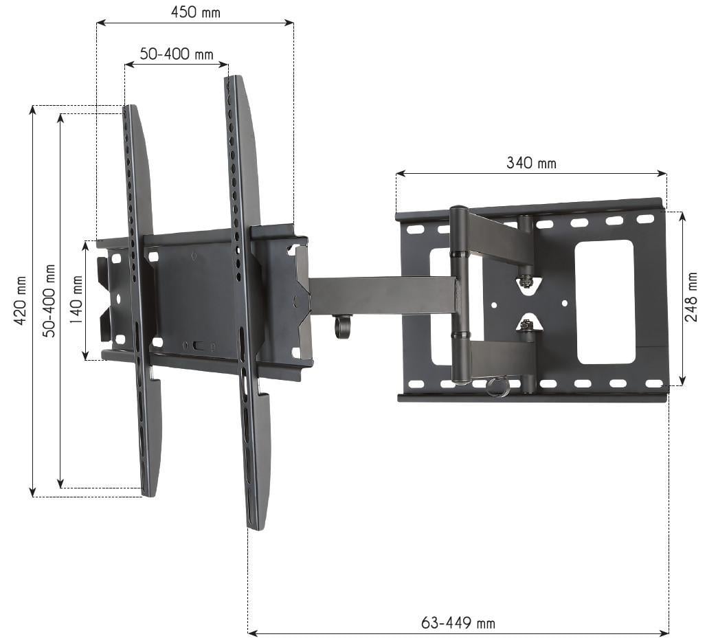 Supporto a Muro per TV LED LCD 23-55'' Estensibile Slim Full-Motion - Techly ICA-PLB 148M