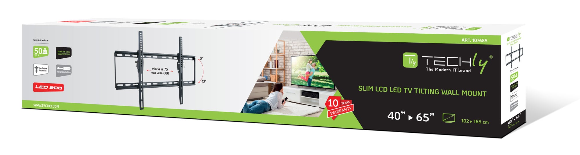 Staffa a Muro Inclinabile TV LED LCD 40-65'' - Techly ICA-PLB 161L