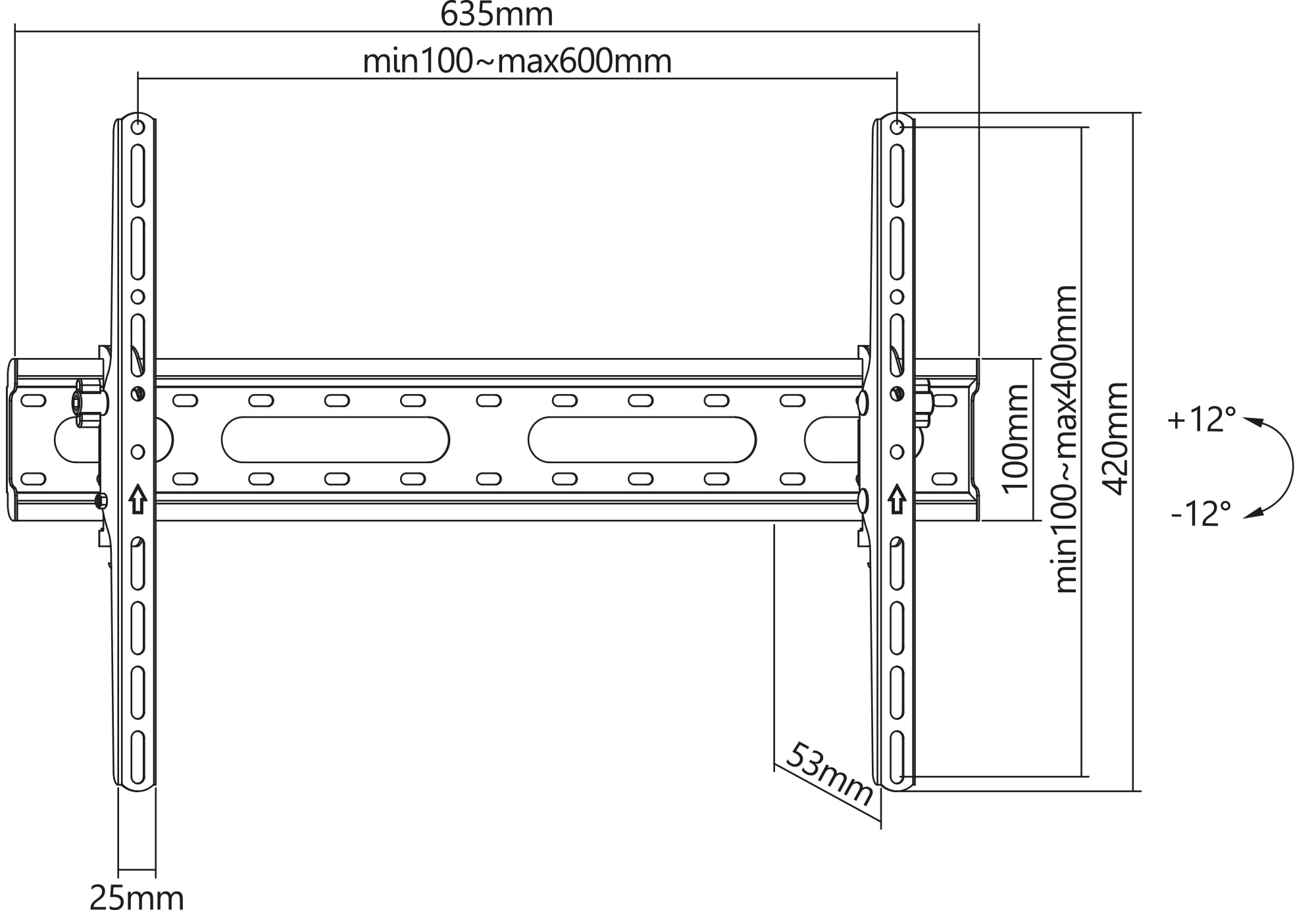 Staffa a Muro Inclinabile per TV 37-70'' - Manhattan ICA-PLB 161LMH