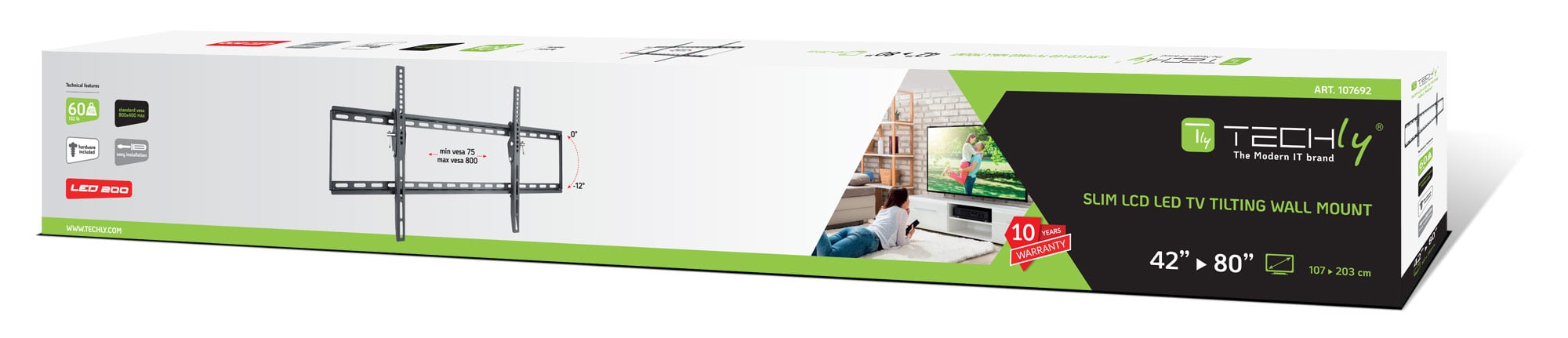 Staffa a Muro Inclinabile TV LED LCD 42-80'' - Techly ICA-PLB 161XL