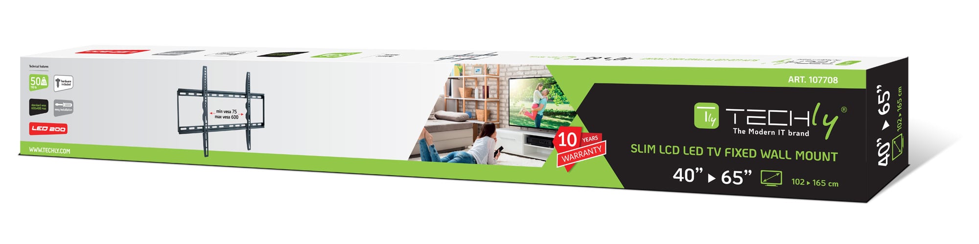 Staffa a Muro Fissa Slim TV LED LCD 40-65'' - Techly ICA-PLB 162L