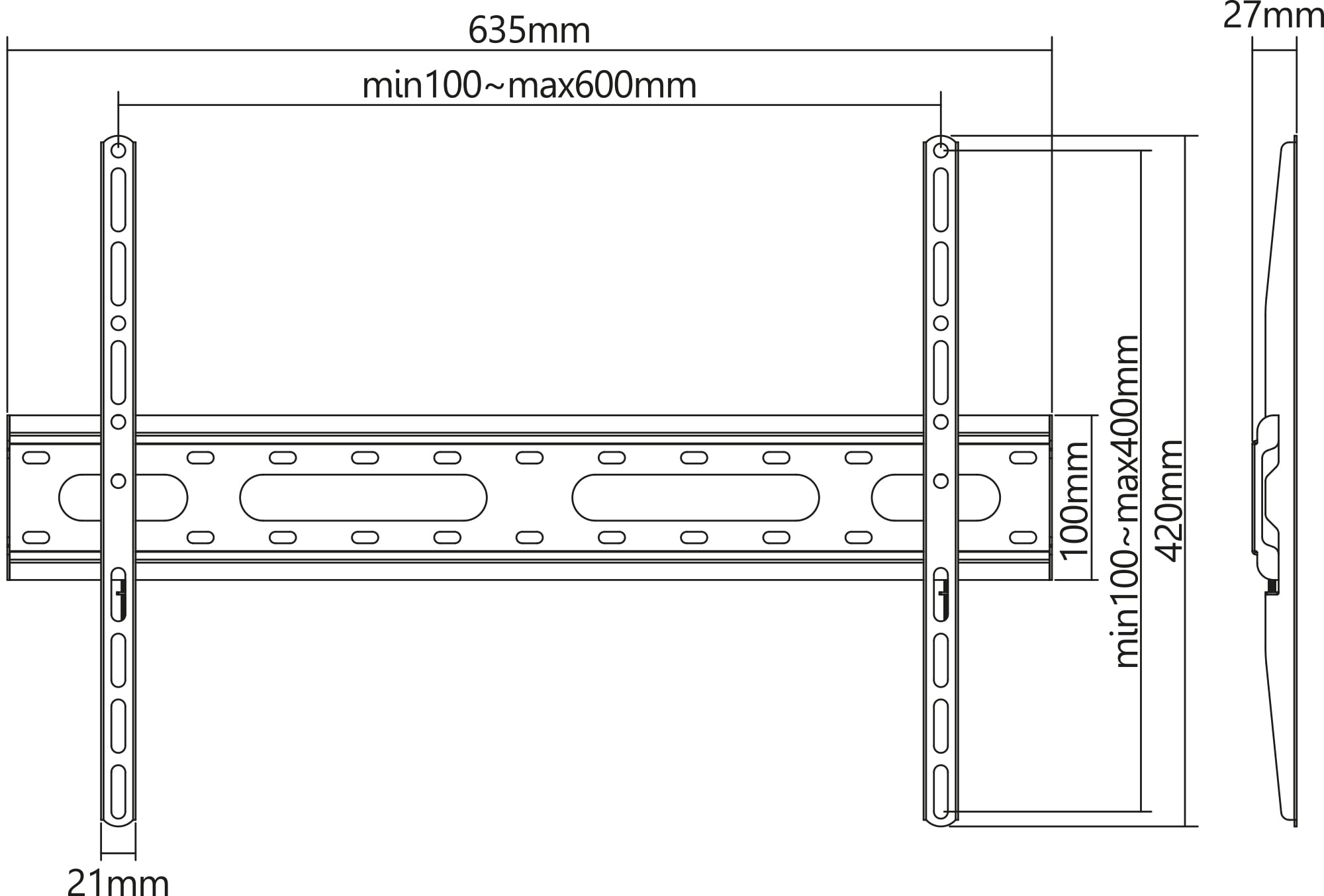 Staffa a Muro Fissa Low-Profile per TV 37-70'' - Manhattan ICA-PLB 162LMH