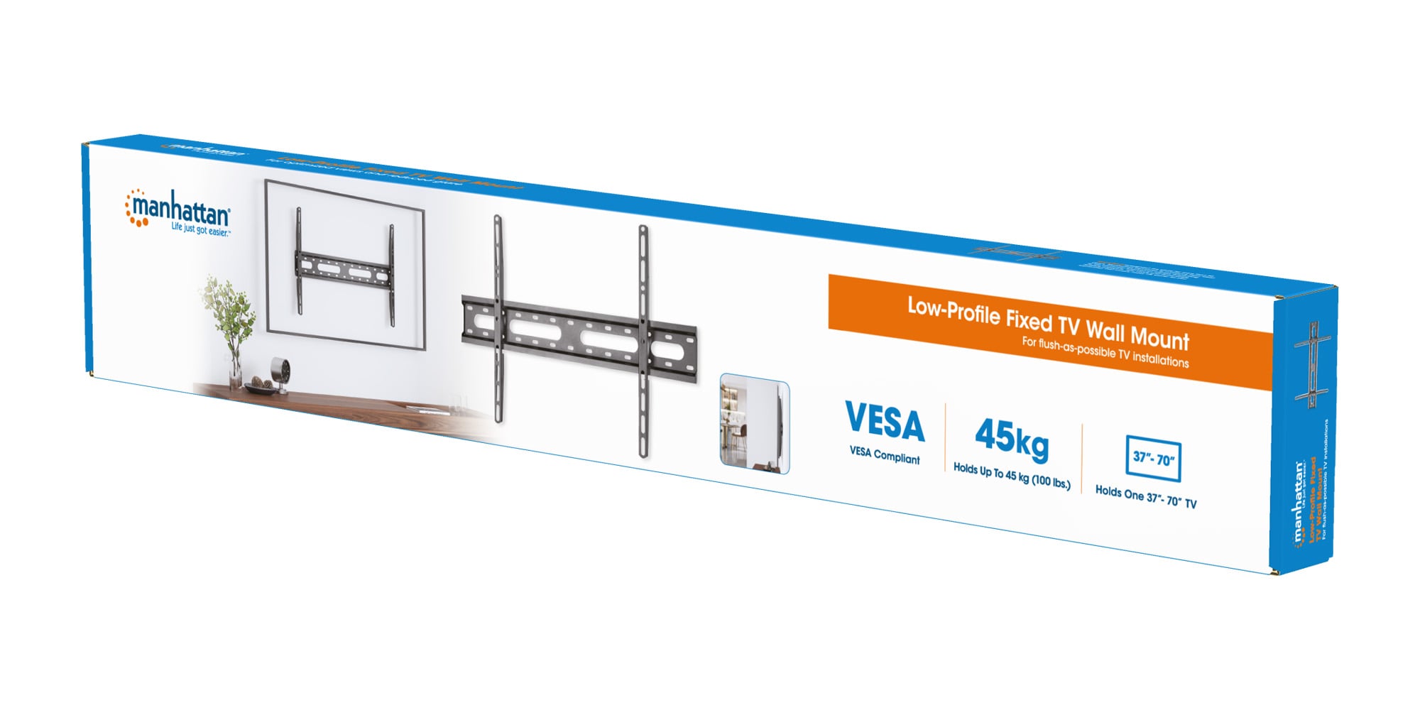Staffa a Muro Fissa Low-Profile per TV 37-70'' - Manhattan ICA-PLB 162LMH