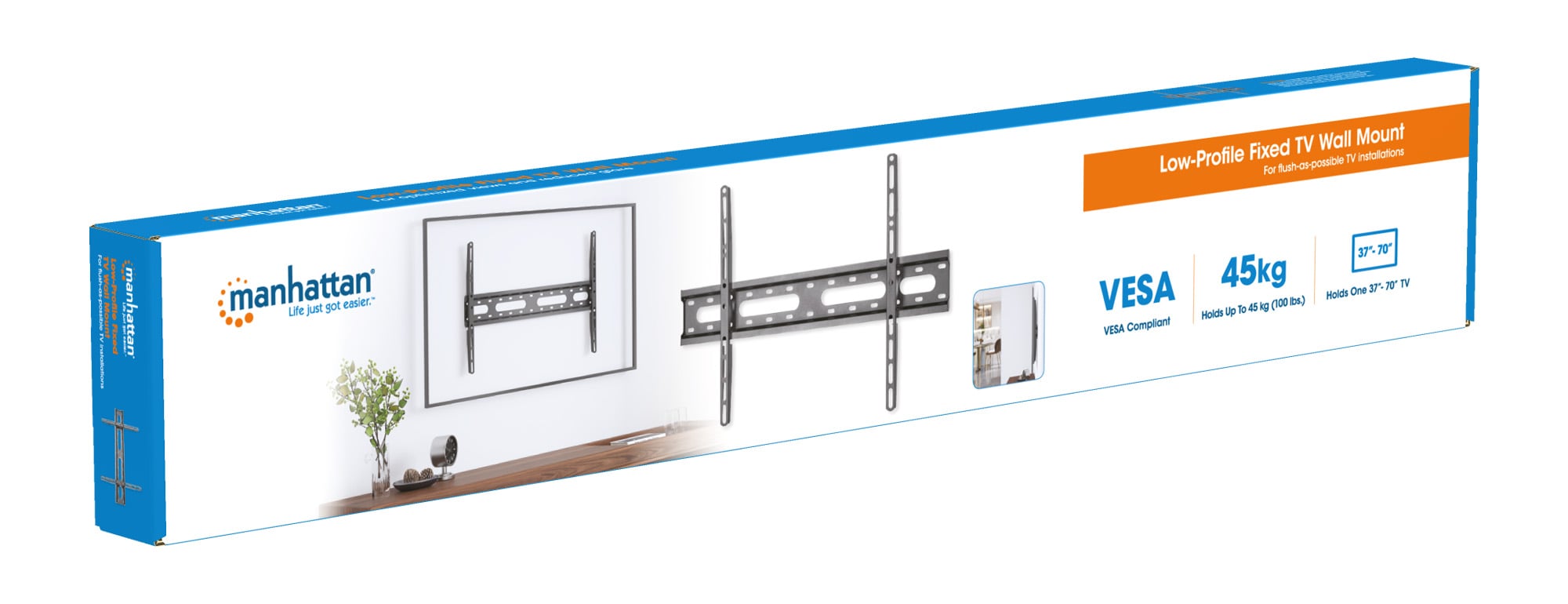 Staffa a Muro Fissa Low-Profile per TV 37-70'' - Manhattan ICA-PLB 162LMH