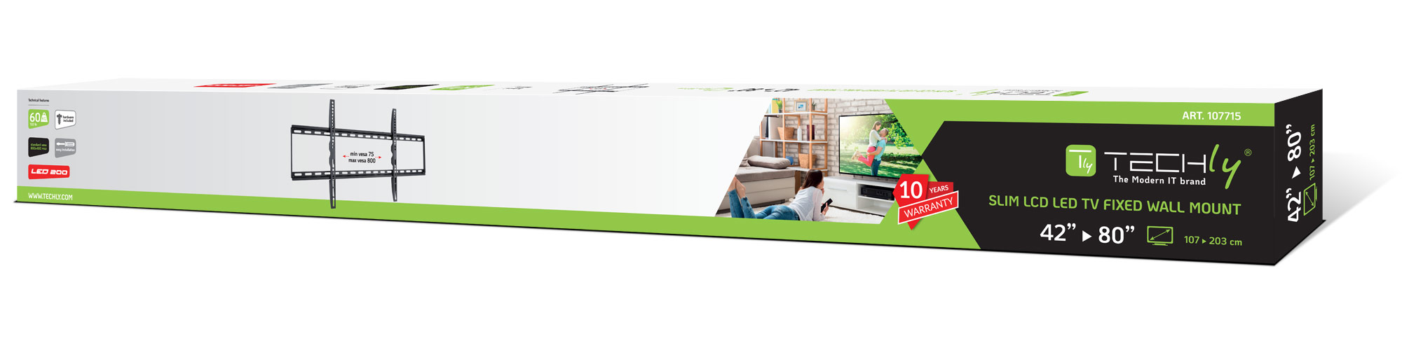 Staffa a Muro Fissa Slim TV LED LCD 42-80'' - Techly ICA-PLB 162XL