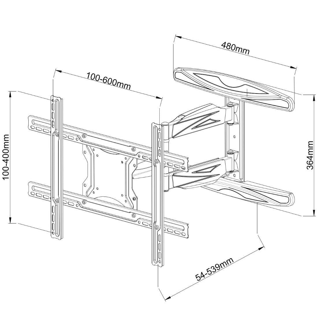 Supporto a Muro Ultra Slim per TV LED LCD 40-65'' Full Motion Nero - Techly ICA-PLB 171L