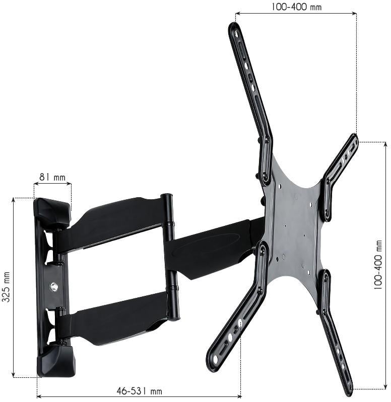Supporto a Muro Ultra Slim per TV LED LCD 23-55'' Full Motion Nero - Techly ICA-PLB 171M