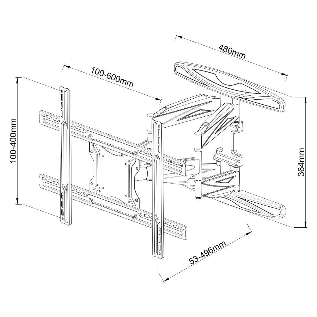 Supporto a Muro Ultra Slim per TV LED LCD 40-80'' Full Motion Nero - Techly ICA-PLB 172L