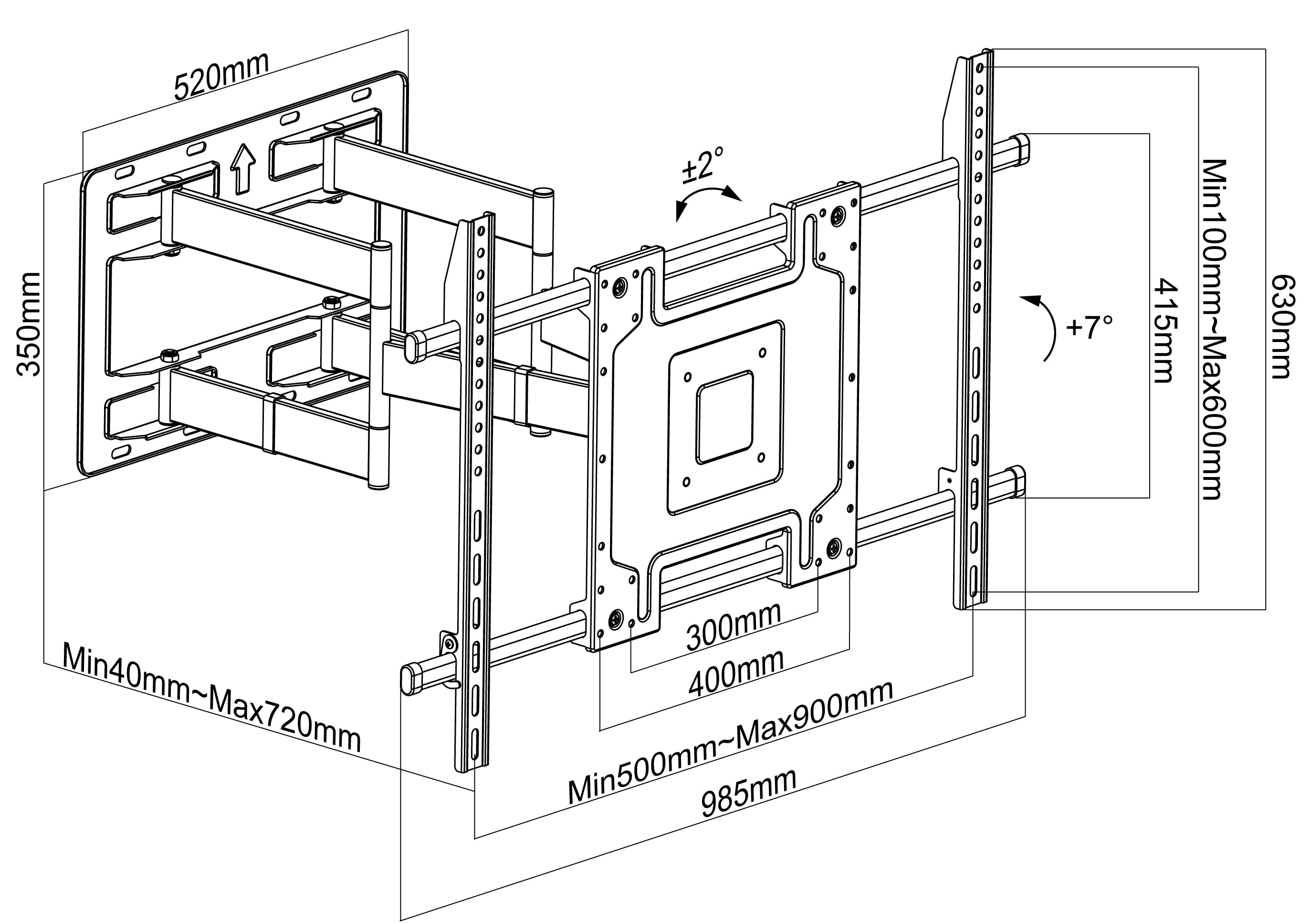 Supporto a Muro per TV LED LCD 65-110'' Full-Motion - Techly ICA-PLB 192
