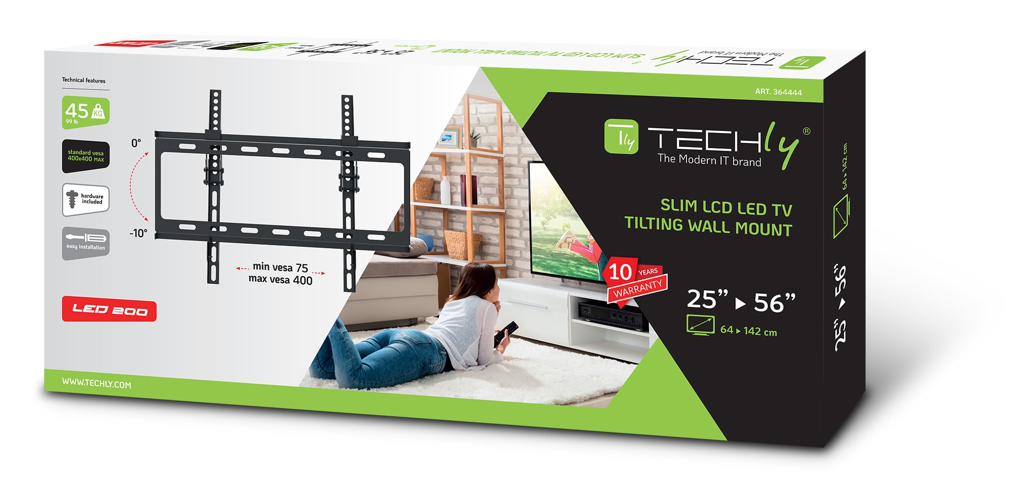 Staffa a Muro Inclinabile per TV LED LCD 25-56'' Nero - Techly ICA-PLB 261M