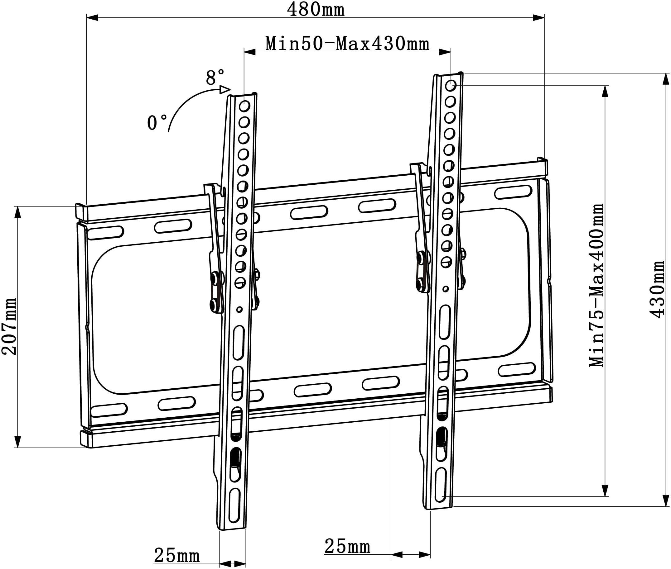 Staffa a Muro Inclinabile per TV LED LCD 25-56'' Nero - Techly ICA-PLB 261M