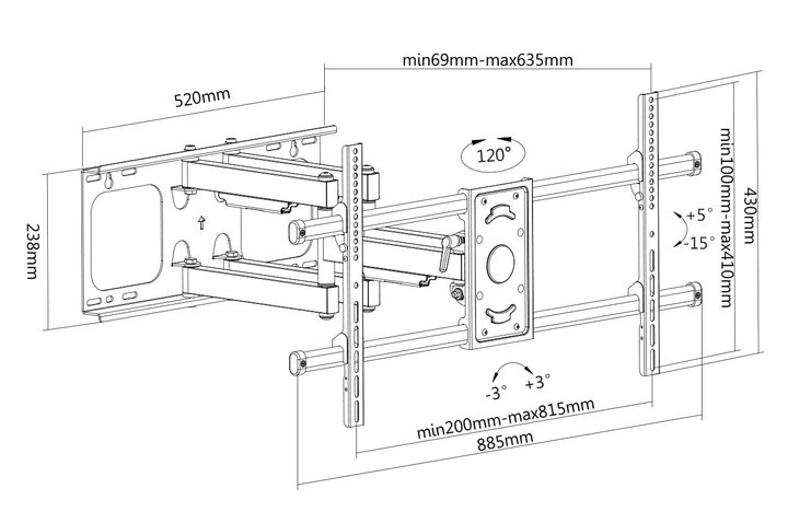 Staffa a Muro per TV LCD 37-90" Full-Motion - Manhattan ICA-PLB 290M