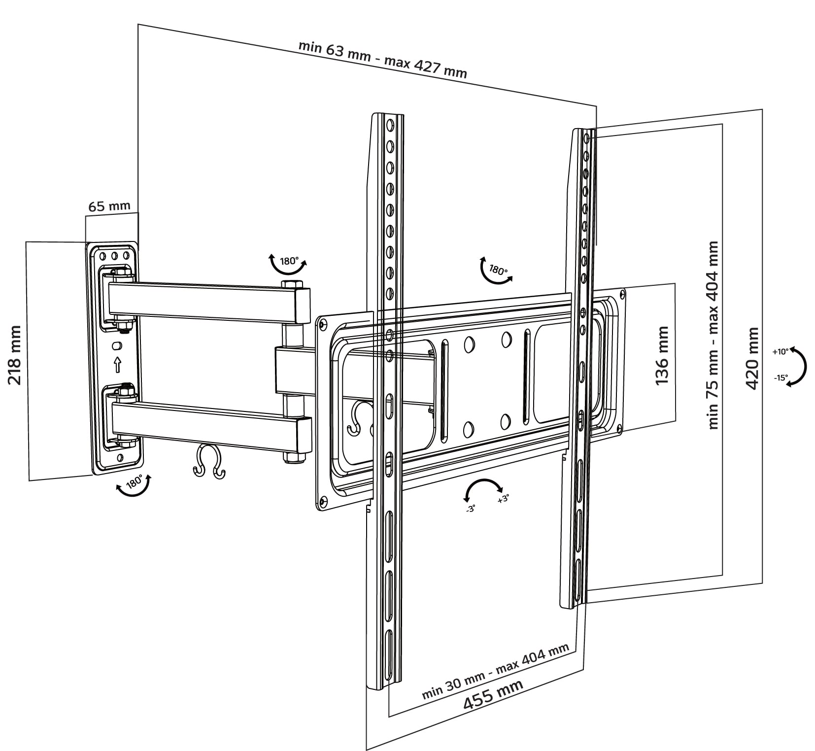 Supporto a Muro per TV LED LCD 32-55'' Full-Motion - Techly ICA-PLB 320MT