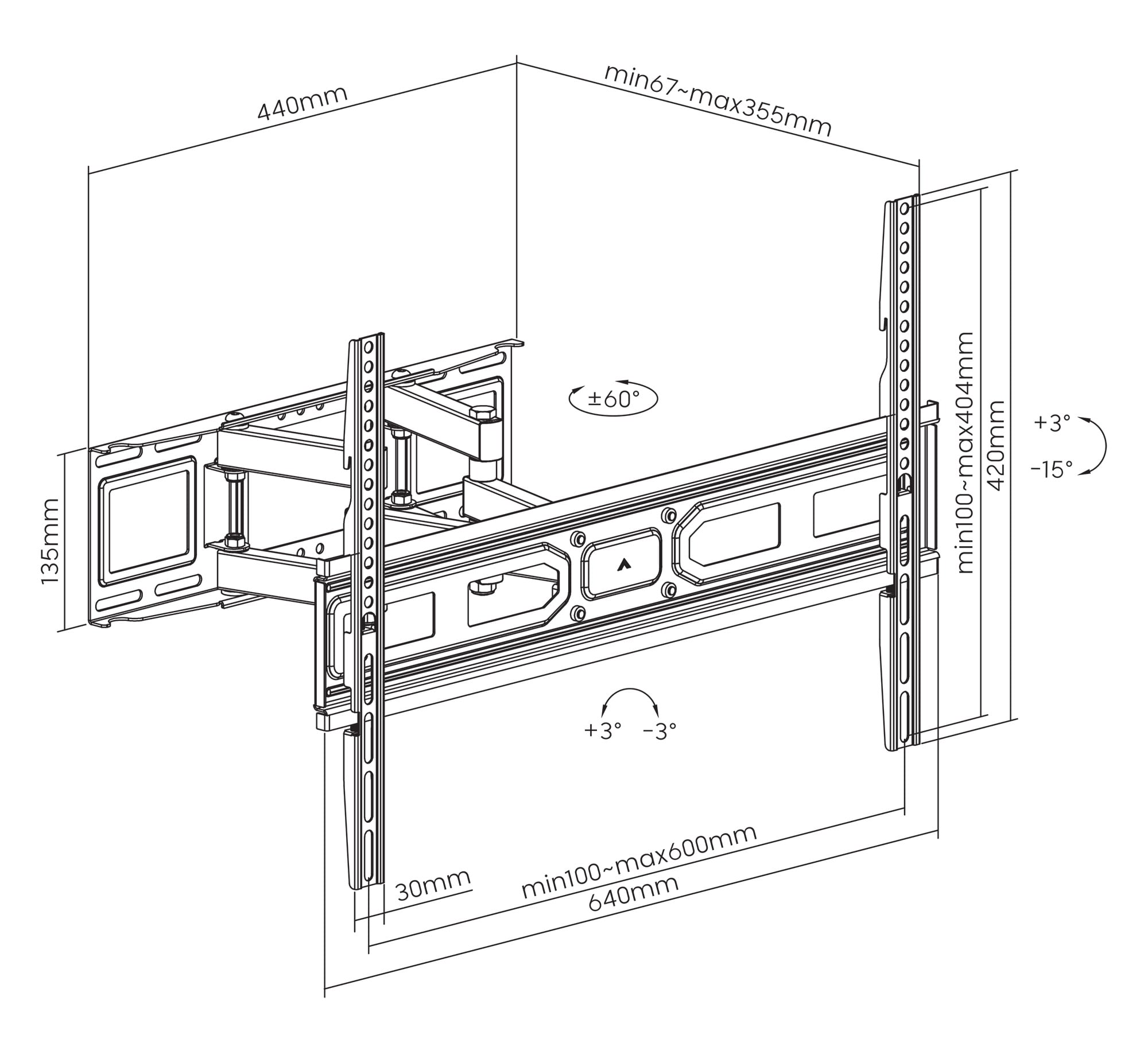 Supporto a Muro per TV LED LCD 37-80'' Full-Motion - Manhattan ICA-PLB 344LM2