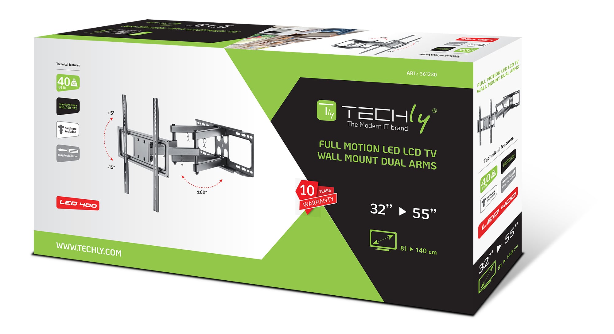Supporto da parete per TV LED/LCD da 32'' a 55'' - Techly ICA-PLB 344STY