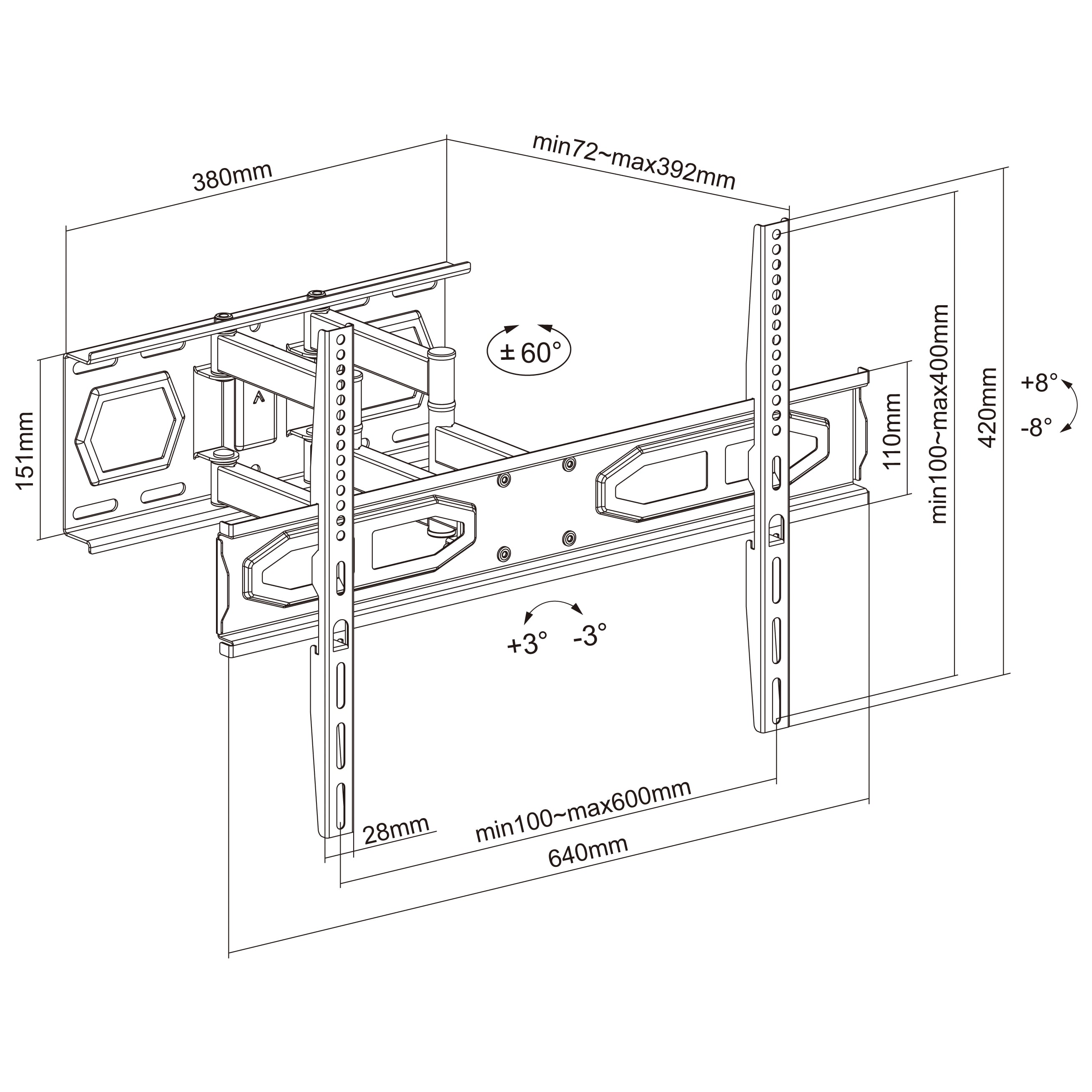 Supporto a Muro per TV LED LCD 32-70'' Full-Motion - Techly ICA-PLB 345STY
