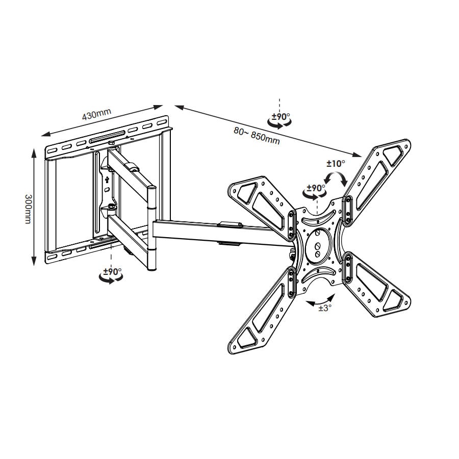 Supporto Universale da Parete Extra Long Full Motion per TV 32-75'' - Techly ICA-PLB 371