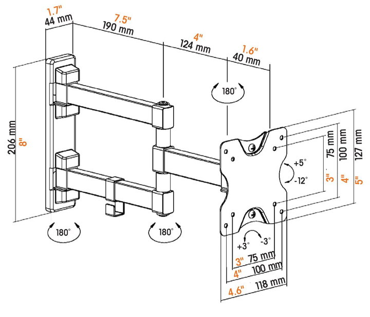 Staffa a Muro per LCD 13-27" Universale e Snodabile - Manhattan ICA-PLB 382