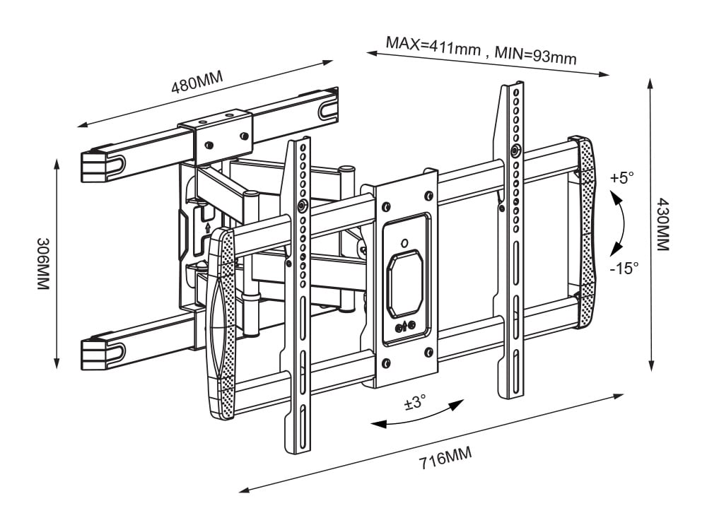 Staffa a Muro con Doppio Braccio per TV LCD 42-75'' Full-Motion - Techly ICA-PLB 473