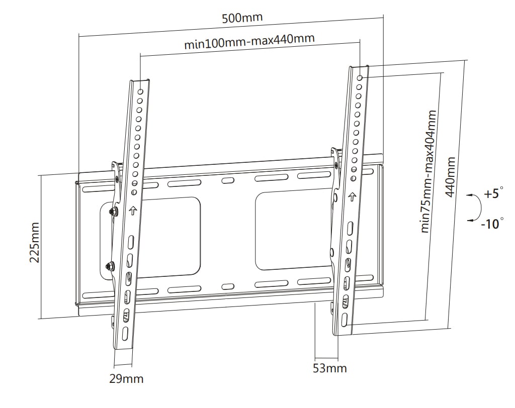 Wall mount tilt with 32 LCD TV height adjustment - 55 " Black - Manhattan ICA-PLB 474