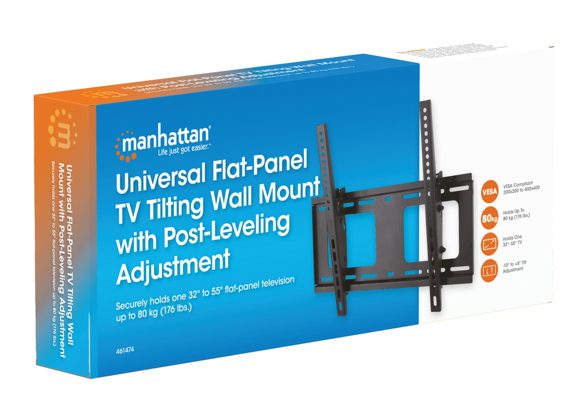 Wall mount tilt with 32 LCD TV height adjustment - 55 " Black - Manhattan ICA-PLB 474