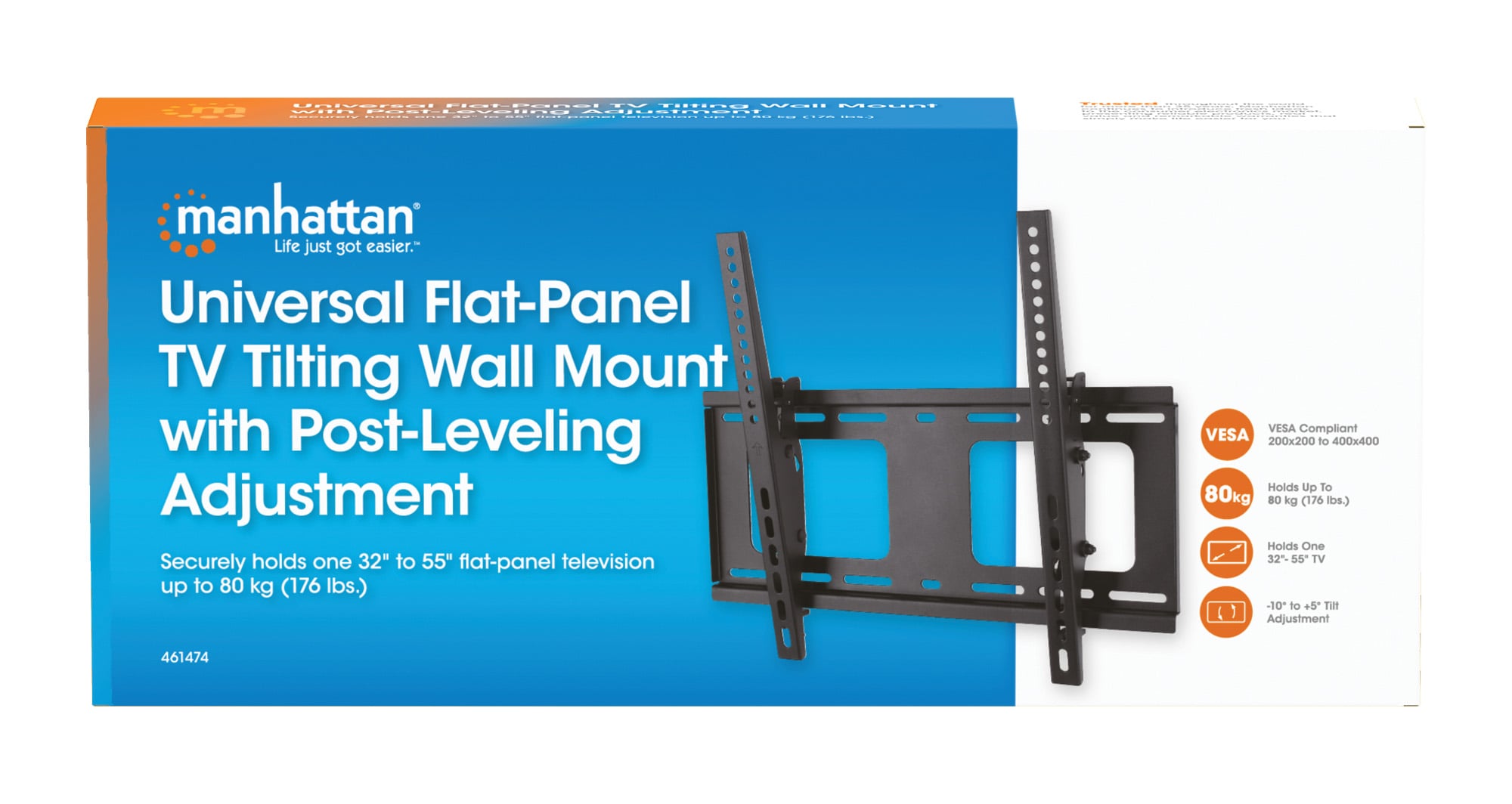 Wall mount tilt with 32 LCD TV height adjustment - 55 " Black - Manhattan ICA-PLB 474